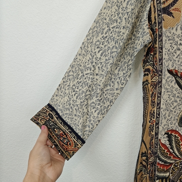 Ritu Kumar Floral 3/4 Sleeve Lightweight Kurta Midi Dress Size M Women's - Picture 8 of 16